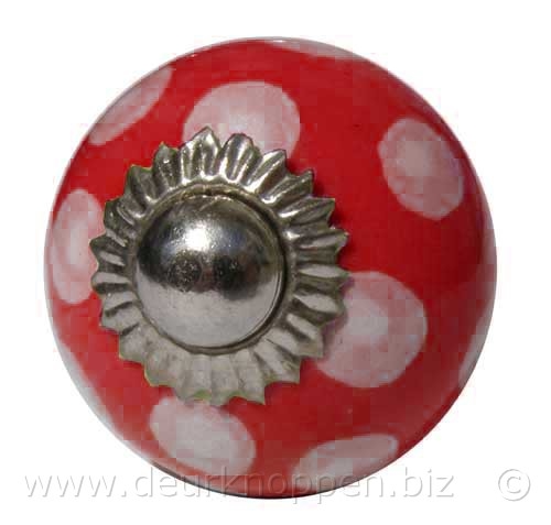deurknopje - kastknopje rood polka dot