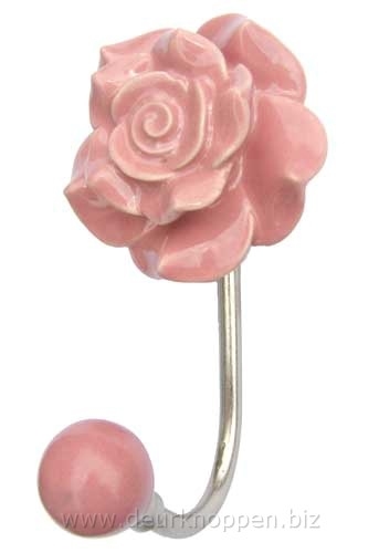 Kapstokhaken - kapstokhaak roze roos