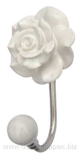 Kapstokhaken - kapstokhaak witte roos