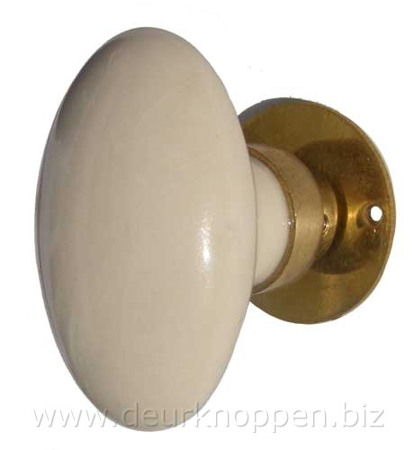 ouderwets deurbeslag - deurknop ovaal creme messing of zilve