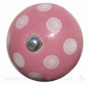 deurknop - kastknopje roze polka dot
