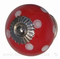 deurknop - kastknopje rood polka dot