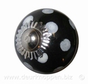 deurknopje - kastknopje zwart polka dot