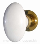 ouderwets deurbeslag - deurknop ovaal wit messing