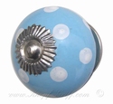 deurknop - kastknop blauw polka dot