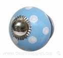 deurknopje - kastknopje blauw polka dot